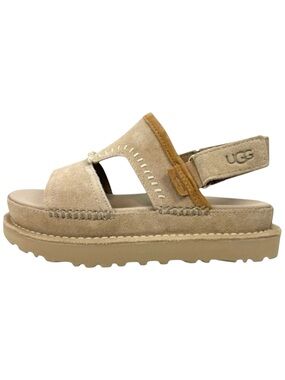 NEW UGG Goldenstar Regenerate Suede Platform Sandals Sand Size 7 Coastal Boho